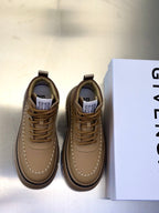 Givenchy lace-up sneakers, tan leather with chunky dark rubber sole