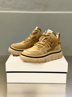Givenchy lace-up sneakers in tan suede with contrasting laces and thick sole