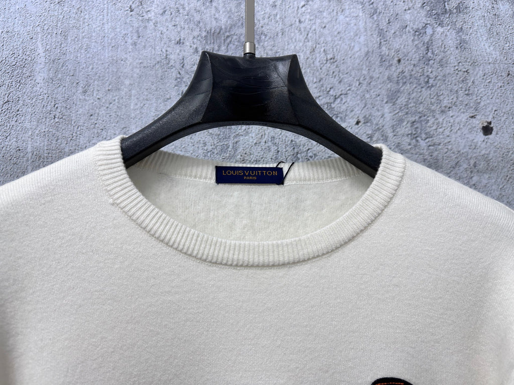 Louis Vuitton crewneck sweater, white ribbed collar with logo neck label