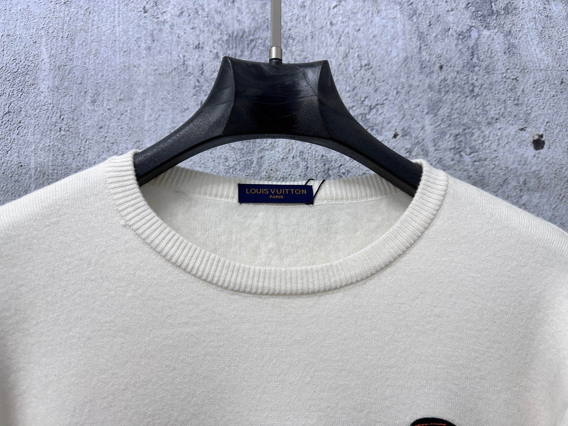 Louis Vuitton crewneck sweater, white ribbed collar with logo neck label