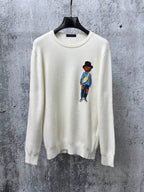 Louis Vuitton crewneck sweater, white knit with cartoon character graphic on chest