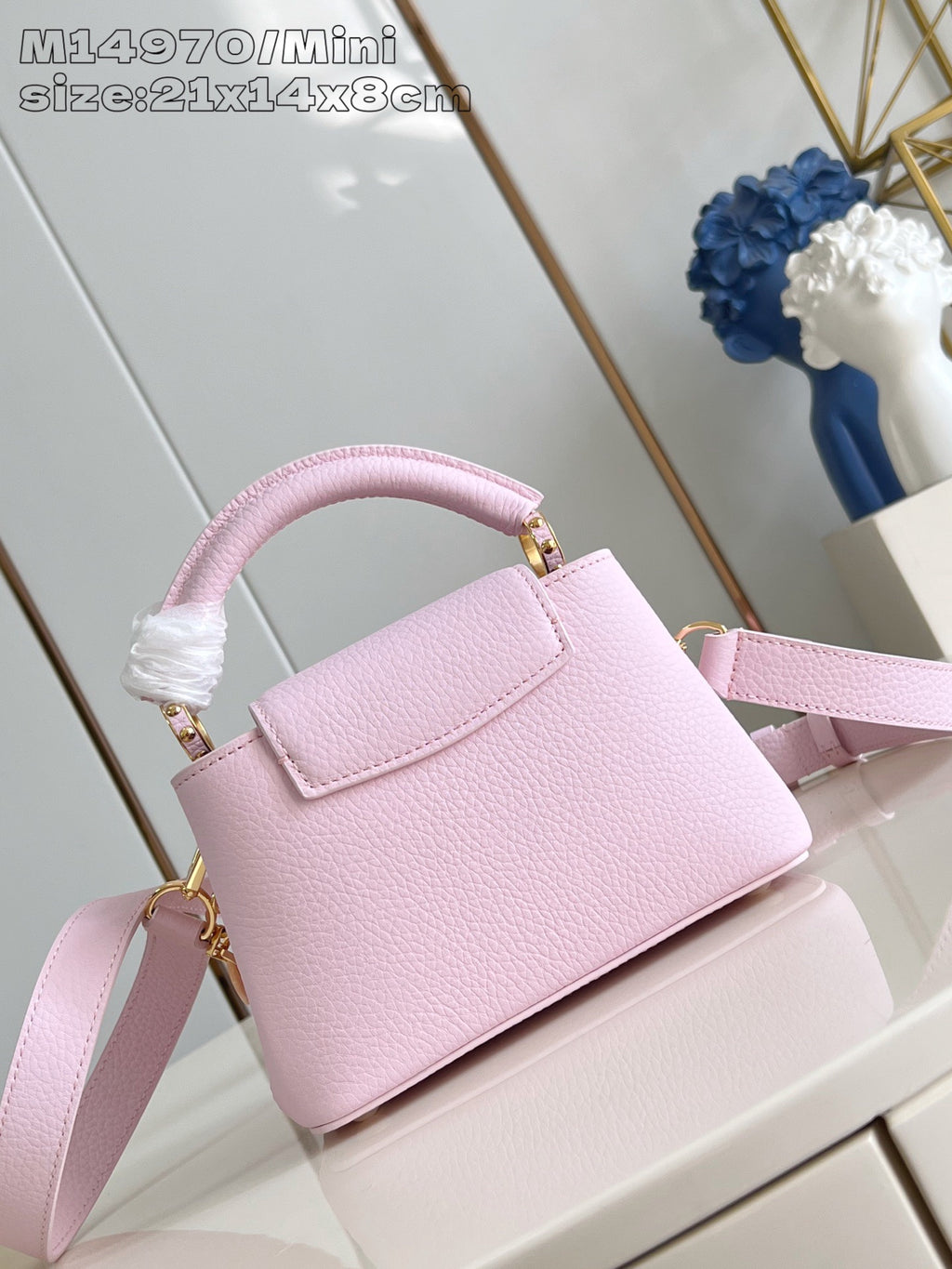 Louis Vuitton mini handbag light pink with top handle and detachable crossbody strap