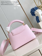 Louis Vuitton mini handbag light pink with top handle and detachable crossbody strap