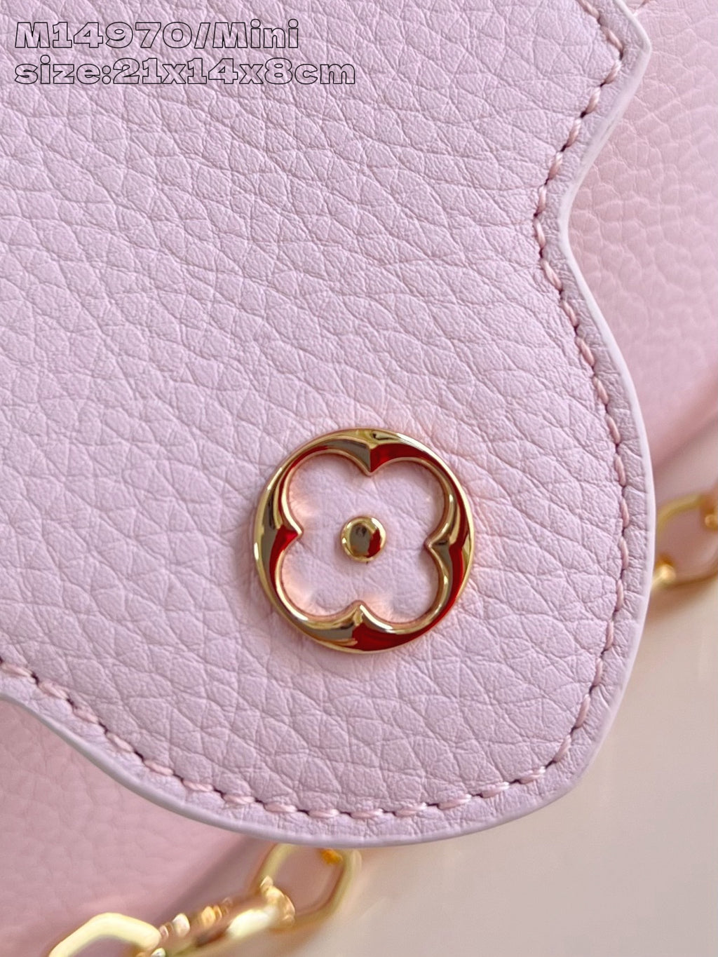 Louis Vuitton mini handbag light pink corner with gold snap button hardware