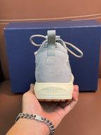 Dior unisex sneaker heel and laces, light blue knit on cream sole