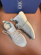 Dior unisex sneakers, light blue knit upper with beige rubber sole