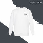 White long-sleeve sweatshirt with small chest Louis Vuitton logo