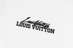 White long-sleeve sweatshirt chest Louis Vuitton graphic logo in black