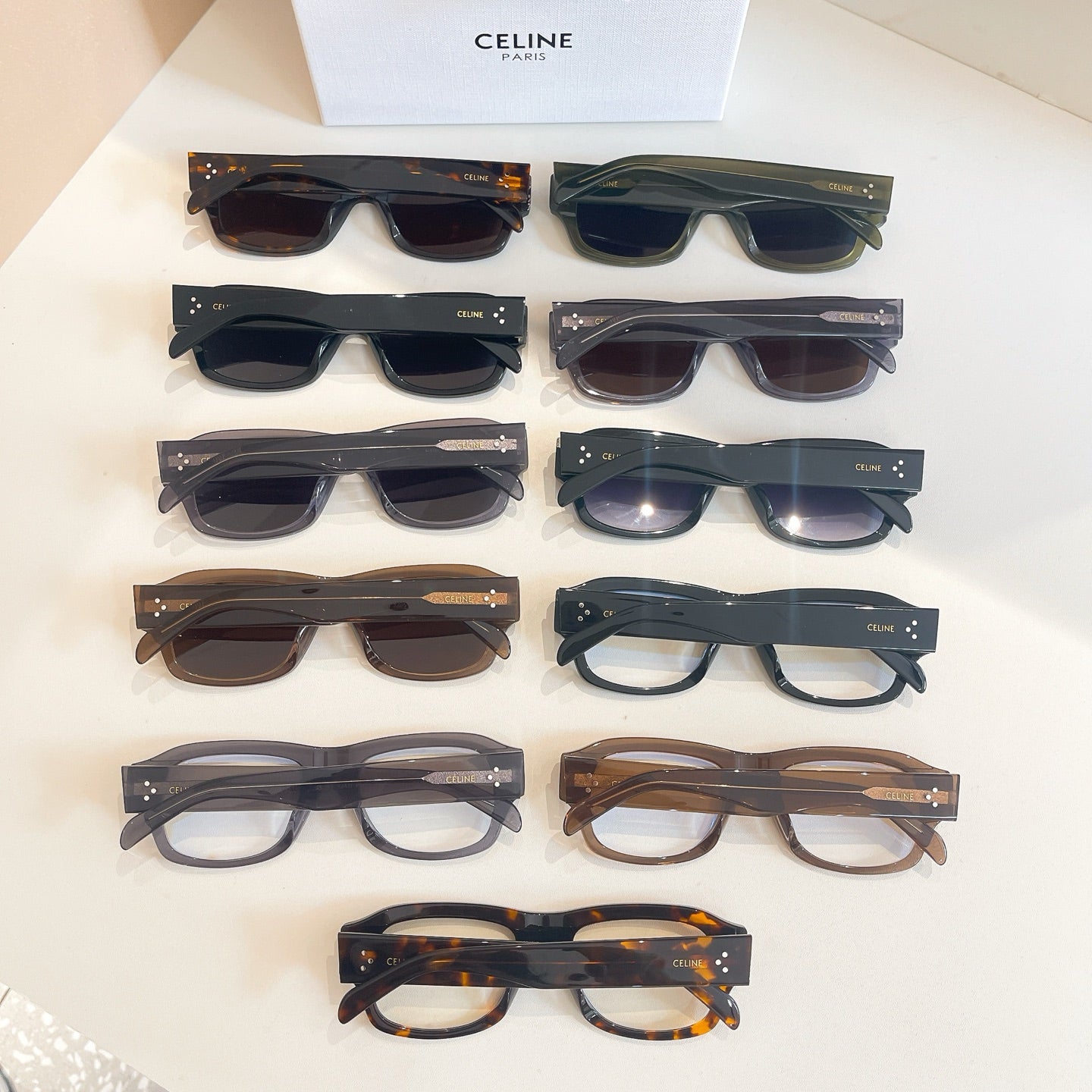 Set of Celine eyeglasses and sunglasses with dark and tortoise frames