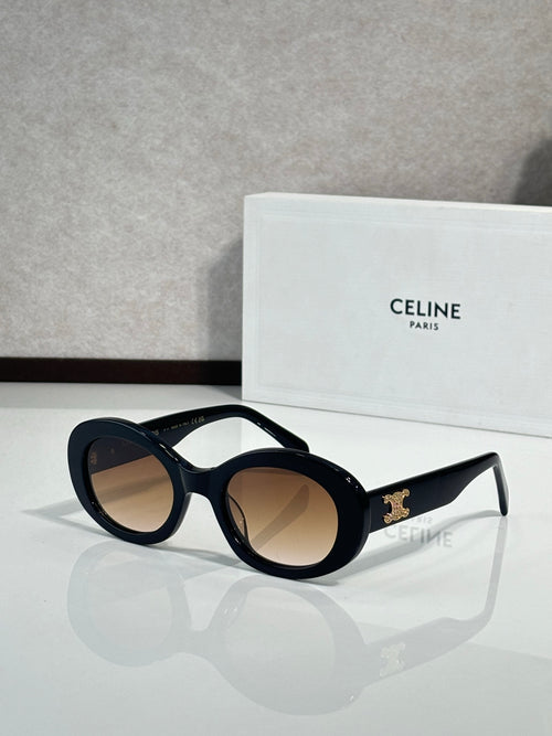 Celine round sunglasses with dark lenses and black acetate frames