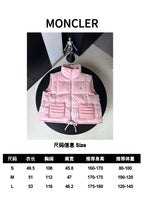 Moncler pink padded gilet size chart with front view