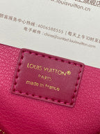 Louis Vuitton small bag leather label patch in pink with “PARIS” text