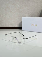 Dior eyeglasses with clear rectangular lenses and thin metal arms