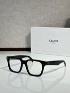 Celine eyeglasses with black rectangular frames and clear lenses
