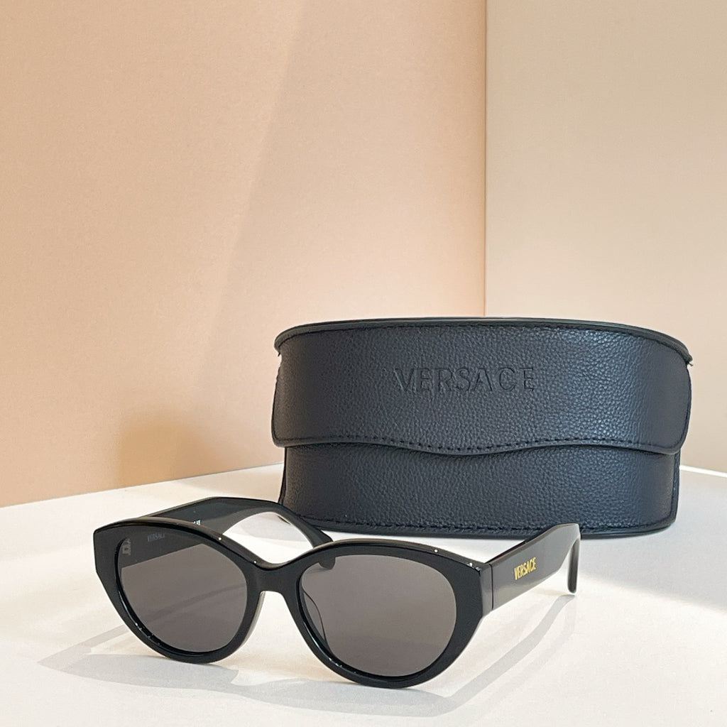 Versace sunglasses with black frames and dark gray lenses