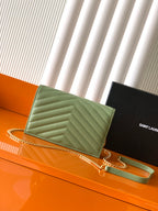 Green quilted YSL shoulder bag with gold chain strap and front clasp