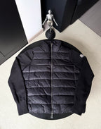 Long Moncler puffer jacket in dark tone with full front zipper