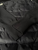 Ribbed knit sleeve cuff on puffer jacket