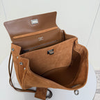 Balenciaga suede bag interior with lining and card slot, tan brown