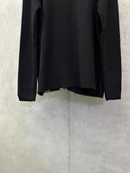 Black zip-up jacket, lower back view, long sleeves