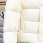 Moncler white puffer jacket quilted panel detail with buttons