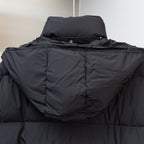 Moncler black puffer coat back upper with hood and seam quilting