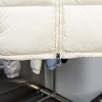 Long puffer jacket front zipper with metal pull