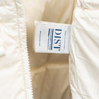 Long puffer jacket interior brand label on lining