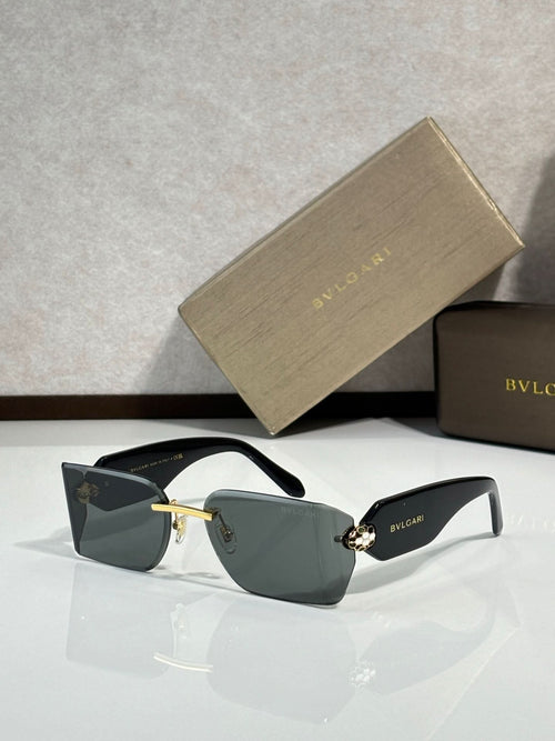 Bvlgari square sunglasses with dark lenses and gold-tone metal frame