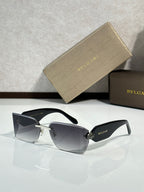 Bvlgari square sunglasses with dark gray lenses and gold-tone metal frame