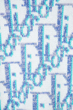 Dior knit sweater knit texture with blue abstract logo pattern on white