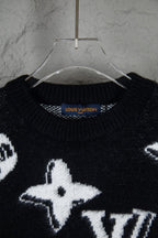 Louis Vuitton sweater neckline detail, ribbed crew neck with woven brand label