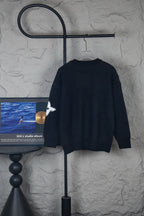 Louis Vuitton long-sleeve sweater, dark knit back view with ribbed crew neck