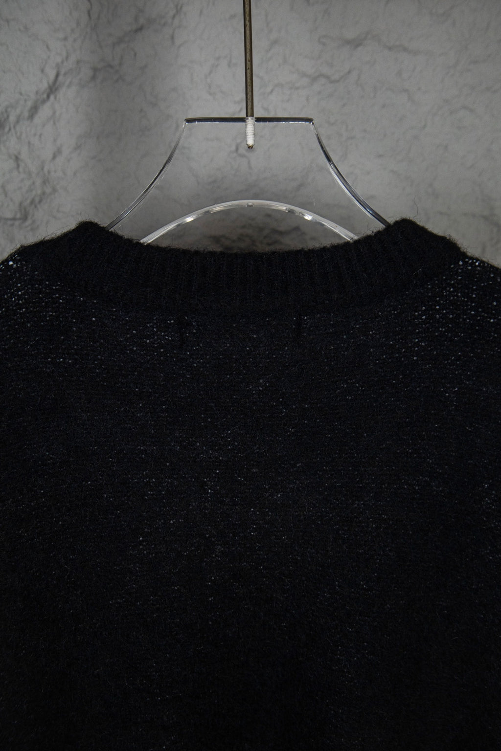Louis Vuitton sweater back neckline, ribbed crew collar on black knit