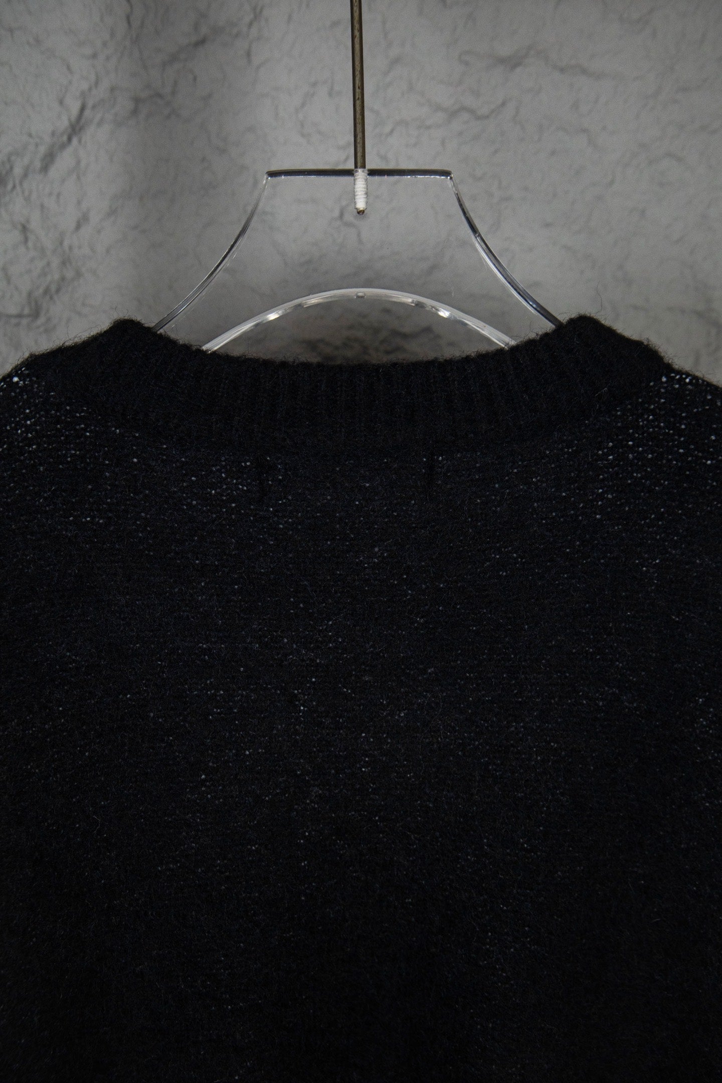 Louis Vuitton sweater back neckline, ribbed crew collar on black knit