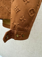 Louis Vuitton brown monogram jacket cuff with snap buttons and stitched strap