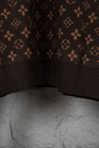 Louis Vuitton monogram knit sweater hem, dark brown ribbed finish