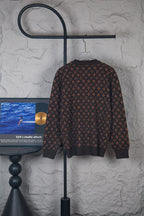 Louis Vuitton monogram crewneck sweater, dark brown allover logo pattern, back view