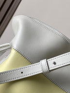Loewe bag strap detail with stitched seams and metal buckle hardware