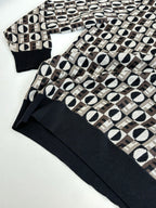 Long-sleeve knit sweater with Fendi monogram pattern and dark ribbed trim