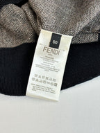 FENDI size 50 label with care icons on black ribbed knit collar