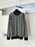 Long-sleeve knit top in black with all-over Fendi monogram pattern