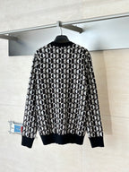 Long-sleeve knit top with Fendi monogram pattern and ribbed hem and cuffs
