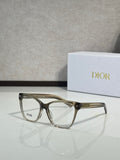 Black eyeglass frames with clear lenses and logo on temple