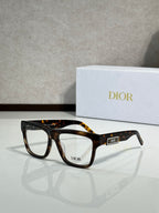 Dior rectangular eyeglasses with tortoiseshell frames, front three-quarter view