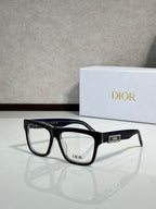 Dior rectangular eyeglasses with dark frames, angled front view
