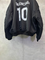 Balenciaga bomber jacket with oversized '10' back print and ribbed cuffs