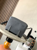 Loewe men’s leather crossbody bag in dark gray with flap and adjustable strap
