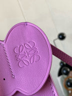 Loewe bag lilac leather base detail with embossed logo medallion