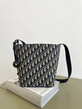 Navy and beige Dior monogram shoulder bag with strap